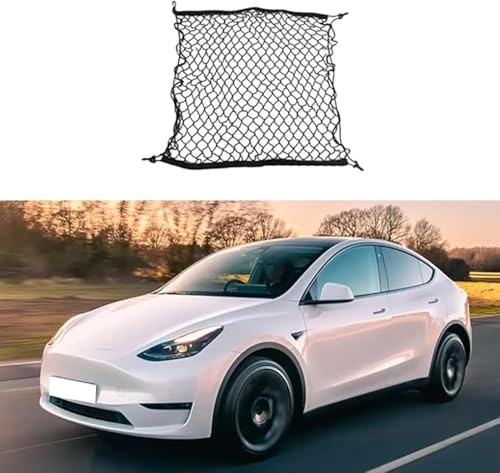 RQLCS Car Boot Cargo Net for Tesla Model Y X S 3 2018-2024, Boot Nets Storage Nylon Net Elastic Mesh Organizer Net Adjustable Elastic Load Securing Net