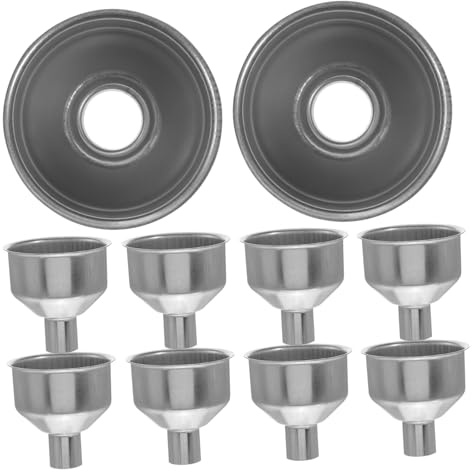 DECOMELODY 10 piezas Embudo Metálico Pequeño Reutilizable de Acero Inoxidable Multiusos para Llenar Botellas y Frascos para Aceite Vino y Líquidos Domésticos