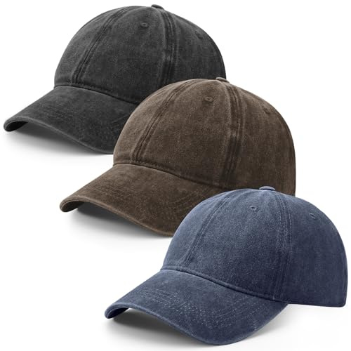 Utensilsto 3 Stück Baseballkappe für Herren Damen, Vintage Basecap Kappe | Verstellbar Baumwolle Baseball Cap Unisex Sonnenhut Basecap Sportkappe für Outdoor Sport Leisure Reisen