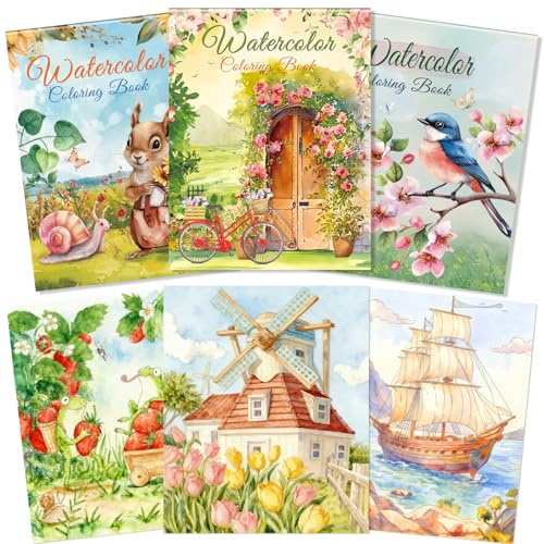 Kalysky 3 Pack Aquarell Arbeitsbuch, A4 Aquarell Malbuch für Erwachsene | Tier Blumen Landschaft Aquarellbuch zum Malen Anfänger, 160GSM Kaltgepresstes Textur Papier