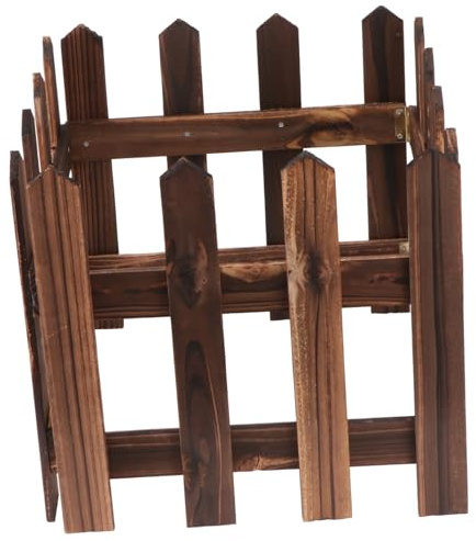 IMIKEYA Recinzione in Legno Carbonizzato Miniatura per Albero di Natale e Giardino Steccato Decorativo Solido per Cortile Hotel e Feste Natalizie