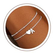 SLOONG Einschulung Geschenk - Armband mit Buchstaben für Frauen Mädchen | Vergoldet/Versilbert Herz Armband Hypoallergen Armbänder Geburtstagsgeschenk Geschenke für Frauen Mädchen Kinder Schmuck