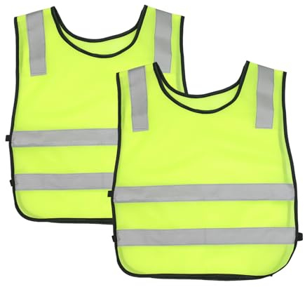 Hlimind Pack de 2 Chalecos Reflectantes de Seguridad para Niños - Chaleco Reflectante 360° para Niñas y Niños (3-12 Años), Ideal para Camino Escolar, Bicicleta, Coche