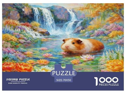 Puzzle Cobaye 1000 Pièces pour Adultes Et Enfants, Jeu De Société Convivial, Casse-tête Buisson Fleuri Cascade, Décoration Intérieure, Cadeau Anniversaire 70x50cm/1000pcs
