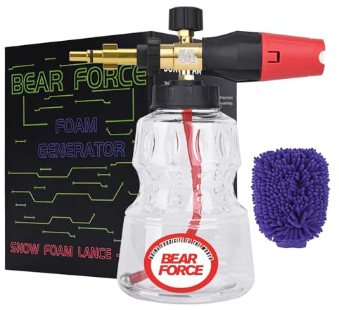 BEAR FORCE Högtryckstvätt snöskumspruta kompatibel med Bosch, Black & Decker, AR Blue Clean, Michelin, Stanley, Mac Allister, Cecotec, 360° justerbart tjockare skum, biltvätt, bilvårdsdetaljer
