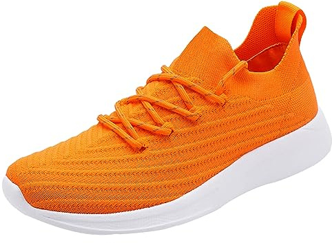 Zapatillas Running HombreZapatos Deportivos Hombre Patrón Sólido Ligero Cómodo Casuales Cordones (Orange, 42)