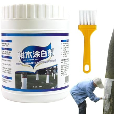 Baumfarbe – 500 G Baumstamm-Tünche-Beschichtung, Schützende Pflanzenfarbe | Anti-Sonnenbrand-Rindenfarbe Für Bäume Im Freien, Frostbeständiger Gartenbaumschutz, Fliegenisolations-Baumpflegefarbe Mit P