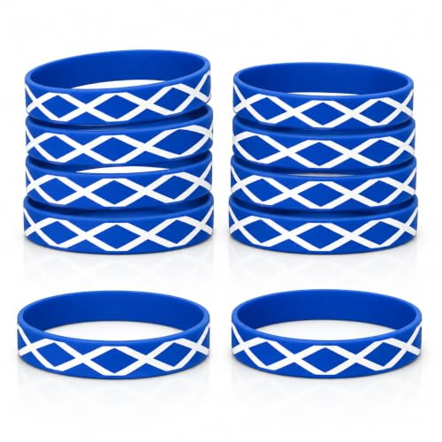AURALIN Scotland Wristbands 10 Pack Blue White Silicone Bracelets