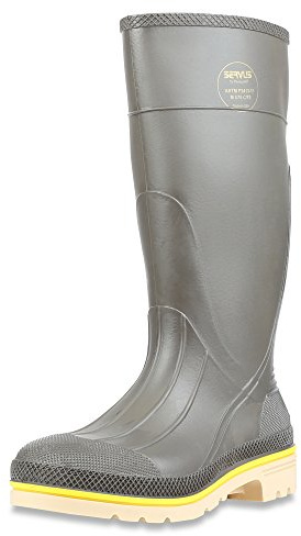 Servus Pro+ 15 PVC Chemical-Resistant Steel Toe Men's Work Boots, Gray, Yellow & Beige (75105)
