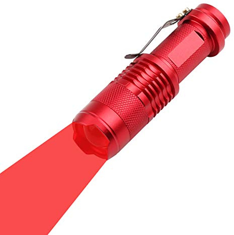 WAYLLSHINE Scalable Red LED 3 Mode Long Range Red Beam Red Light Flashlight, Red Flashlight Red LED Flashlight Torch with Red Light for Night Outdoor Work, Reading-Red House
