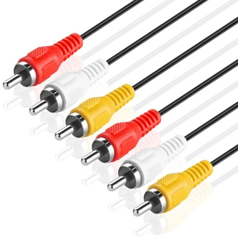 TNP 3 RCA - AV RCA Vidéo Composite + 2RCA Audio Stéréo M/M Mâle à Mâle Double RCA Blindé Connecteur Plug Jack Câble de rallonge 1 fiche RCA vidéo composite audio stéréo AV Cordon (25 FT/7,6 m)