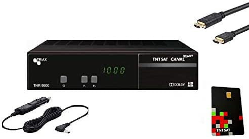 Terminal RÉCEPTEUR Satellite Astra Triax THR9900 TNTSAT+ HDMI+ Carte TNTSAT+ CÂBLE 12V (Pack Camping Car ! sans Prise Secteur)