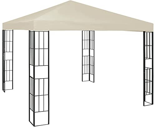 vidaXL Belvédère Chapiteau de Jardin Tonnelle Tente de Réception Pavillon Réunion de Famille Pique-Nique Barbecue Extérieur 3x3 m Crème