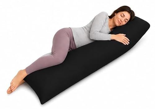 Haani Antiallergenic Hollow Fibre Filled Bolster Pillow With Free Pillow Case (BLACK, 4 FT)