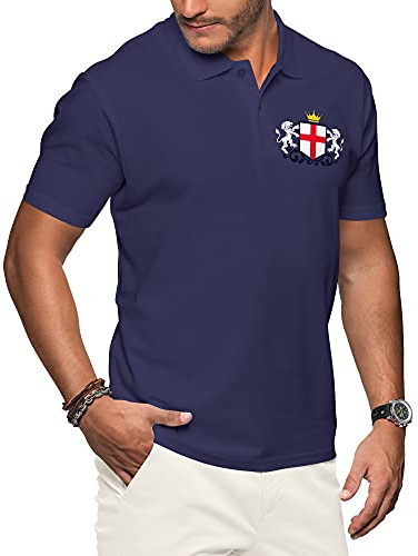 Purple Print House England-Polo-Shirts für Herren, Fußballtrikot 2021, Retro, Cricket, Rugby, Baumwolle, besticktes Abzeichen, Wappen, Flagge Löwen
