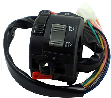 Motorrad Lenkerschalter, Scheinwerfer Blinker Hupenschalter Universal mit Kabelbaum, links Motorrad Multifunktionsschalter Wasserdichter Motorradlenkerschalter