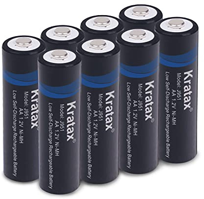 Kratax Batteria AA NI-MH ad alta capacità 2500 mAh, 1,2 V, batterie AA Migon NI-MH, 1200 cicli, nessun effetto memoria, 8 pezzi ricaricabili NI-MH AA