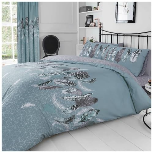 GC GAVENO CAVAILIA Geometric Duvet Cover Sets, Super Soft Feather Bedding Single Bed Set, Warm Quilt Covers, Duck Egg (699903)