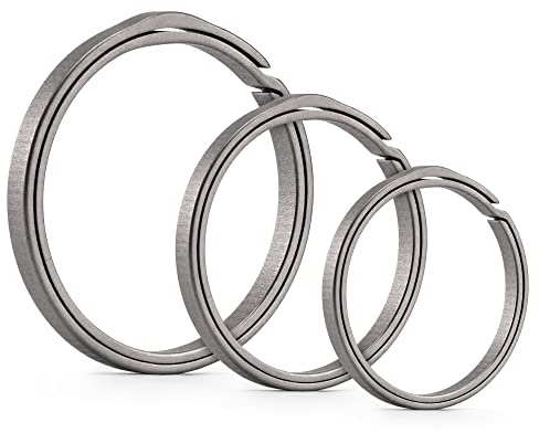 KeyUnity KA19 Schlüsselringe Schlüsselanhänger, Titan-Spaltring 22/27/33 mm Seitlich Drückender Runder Flacher Schlüsselringe Schlüsselring Karabiner für Männer und Frauen (1L+1M+1S)