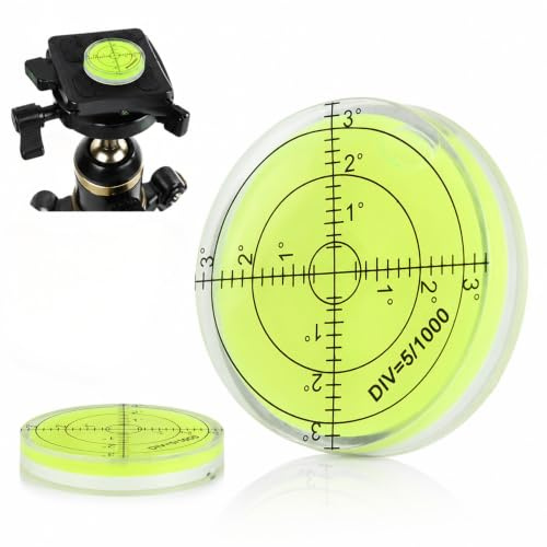 Ouitble 60 mm Wasserwaage, Nivellierlibelle Messwerkzeug mit 60 mm Durchmesser Runde Libelle Wasserwaage mit Skala für die Waage der Kameraplattform