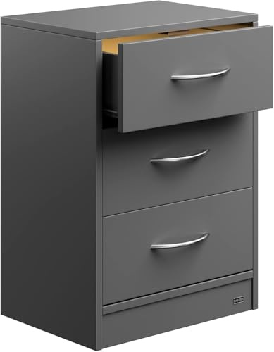 Casaria Nachttisch mit LED für Holz Anthrazit | 54x39x28 cm, für Boxspringbett, 54cm Komforthöhe, Schlafzimmer, Nachtschrank, Nachtkästchen, Nachtkommode, Möbel