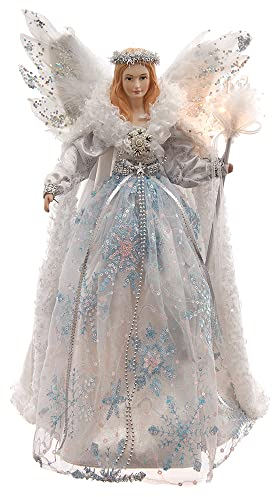 Kurt Adler Baumspitze 40,6 cm, Weiß/Silber/Lavendel und Blauer Engel