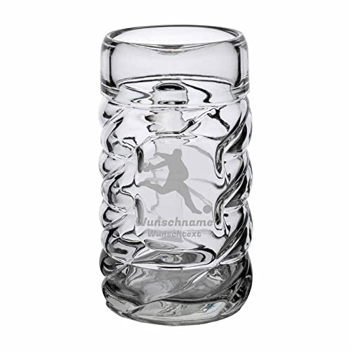 LUXENTU Diamond Maßkrug mit Gravur, Torwart mit Bierkrug, 1,0 l, 1 Stück | Personalisierter Henkelkrug mit Einschenklinie, Fußballmotiv, Geschenk für Bierliebhaber & zum Geburtstag, Spülmaschinenfest