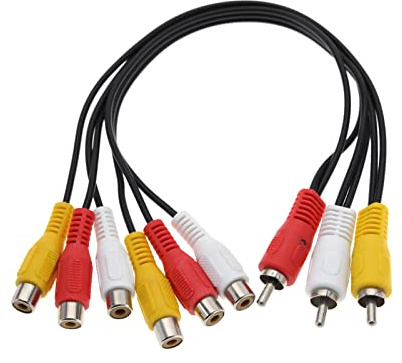 ECSiNG Cable Divisor AV 3 RCA Macho A 6 RCA Hembra Jack Adaptador Divisor de Vídeo Compuesto Cable de Salida Cable de Extensión RCA 31cm
