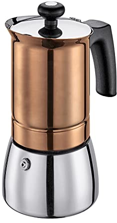 Espressokocher TOSCA 4 Tassen Kaffeebereiter Mokkakanne Induktion Kupfer cilio