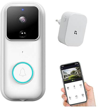 HAZARA Doorbell Camera No Subscription, Enhanced (2.4/5 Ghz) Wifi Ringer Doorbell Camera 1080p Hd, Night Vision, 2-Way Audio,170º Wide-Angle, Battery Powered, Support SD/Cloud Storage