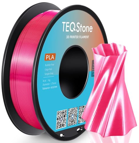 TEQStone Silk PLA Filament 1.75mm Rosa (Magenta) 1KG, Hochglänzende Oberfläche, Sauber Gewickelt, Maßhaltigkeit +/-0.02mm Vakuumverpackung