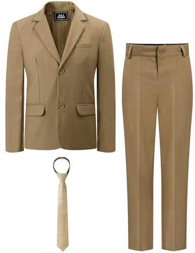 mintgreen 3 st pojkdräkter, jacka och byxor med slips, 5–13 år, kaki, 12-13 ans