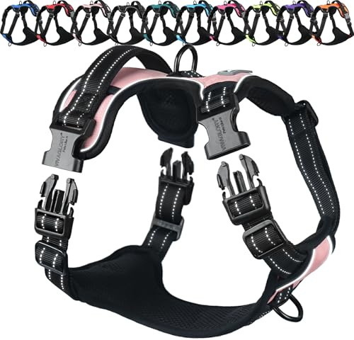 VIVAGLORY Anti Zieh Geschirr für Hunde Hundegeschirr, S, Hellrosa, B | Antizuggeschirr mit Gepolstert Griff & Brustring, Anti Zieh Mitwachsend Ausbruchsicher & Reflektierend für Welpe Hund
