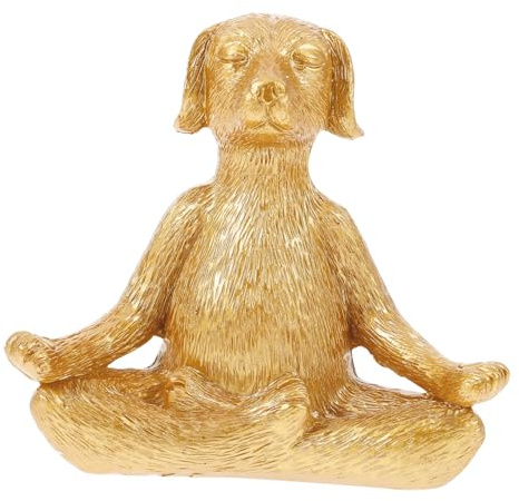 GOOHOCHY Meditierende Hundestatue aus Harz Yoga Figur für Zuhause Tischdekoration Zen Hundeskulptur Boho Stil Haustier Ornament für Hundeliebhaber