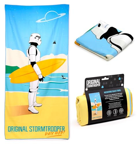 Puckator The Original Stormtrooper Surf Day Off Microfibre Beach Towel - Large Quick Drying Lightweight Thin Funny Mens Girls Beach Pool Holiday Towel Towels For Adults Womens - Vacation Accessories