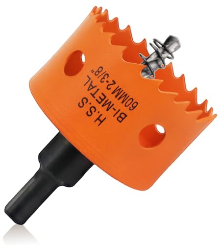 Lochsäge 60mm, HSS Bi-Metall Lochsägen, Lochbohrer holz mit Sechskant-Schaft und Bohrer, Universal Lochfräser für Holz, Sperrholz, Kunststoff, Trockenbau, dünne