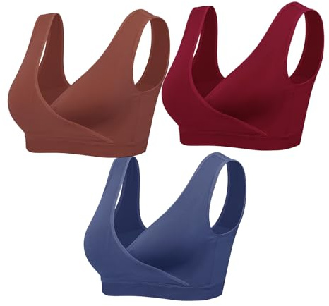 Lemef Amningsbehå, sov-bh, bygelfri behå, graviditetsbehå, amningsbehå, BH, 3-pack, S