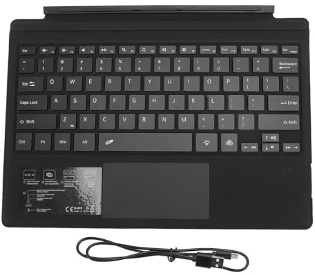 Magnetiskt BT-tangentbord, Färgglad Bakgrundsbelysning Multi Touchpad Trådlöst BT 5.0 Tablet-tangentbord för Pro 3 4 5 6 7 (Svart)