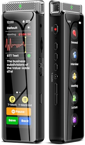 Grabadora de voz digital de 136 GB con reproducción, grabadora de voz innioasis R1 con pantalla táctil completa con transcripción inteligente AI y Bluetooth, dispositivo de grabación de audio activado