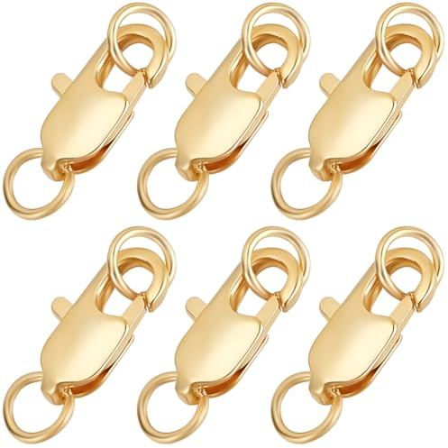 Beebeecraft 1 Box 20 Stück Karabinerverschluss 18 Karat Vergoldetes Messing 12x6mm Rechteckige Karabinerverschlüsse Mit Biegering Für Die Schmuckherstellung Zum Selbermachen