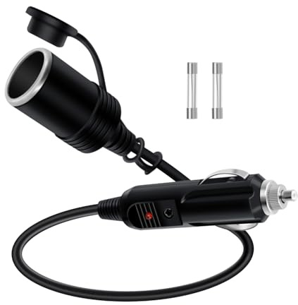 HuaLiSiJi Zigarettenanzünder Verlängerungskabel 12V 24V Zigarettenanzünder Kabel 16AWG Verlängerung Zigarettenanzünder Kabel mit LED, für Auto Boot (1 m)