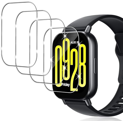Yenwen Protector de Pantalla para Xiaomi Redmi Watch 5 Active (No para Redmi Watch 5), 4 Piezas Dureza 9H Película Vidrio Templado, Anti-arañazos Cristal Templado