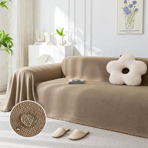 MLordoarf Plaid Canape Grande Taille Crème, Impermeable Chat Anti Griffe Couverture Canape Universelle 1 2 3 4 Places Angle Décorative Housse de Canapé idéal comme Jeté de Canapé ou Couvre-lit