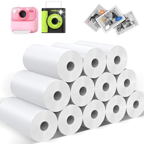 Mgaolo 12 rollos de papel de repuesto para impresión instantánea de cámara fotográfica, rollos de papel térmico para impresora fotográfica