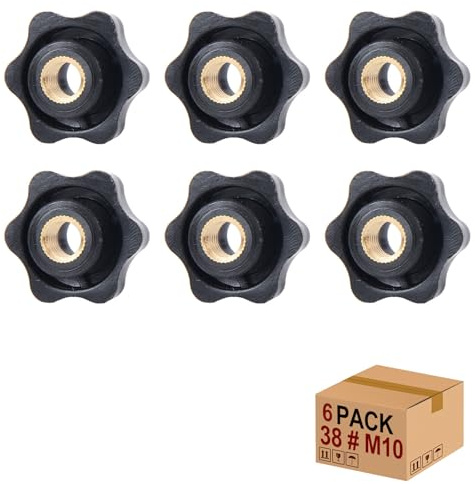 Sterngriffmutter Stern Muttern 6 Stück M10 × 38 MM Innengewinde Klemmknopf Griffmuttern Rändelmutter Klemmmutter Durch Loch Star Kopf für für Werkzeugmaschine, Maschine(M10)