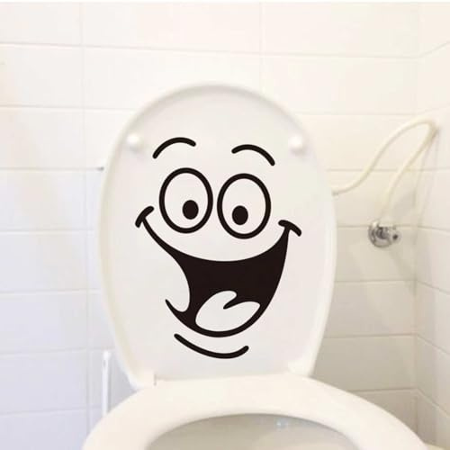 2 Stück WC Deckel Aufkleber, Smiley Gesicht WC Deckel Aufkleber, PVC wasserdichte Aufkleber, abnehmbare WC Aufkleber, Bad, Küche, Wandaufkleber