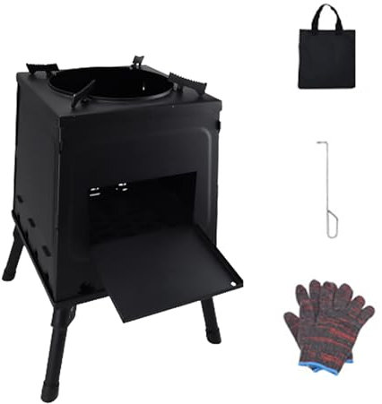PQXQZ Wood Burning Camp Stove Outdoor Portable Wood Stove Foldable Woodstove with Storage Bag for Backpacking Outdoor Cooking(Large)