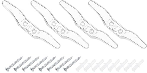 sourcing map 4Pcs 80x12mm Blind Cord Cleats, Blind String Safety Rope Plastic Holder, Window Cord Hooks with Screws for Curtains Sun Shades Ropes, Clear