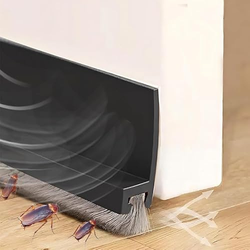 Vingspina 100cm Schwarz Zugluftstopper für Türen Bürste (Black) | Dichtungsband für Türen, Türdichtung Bürste Selbstklebend,Türdichtung Türbürste Abdeckleisten Bürstendichtung Dichtung