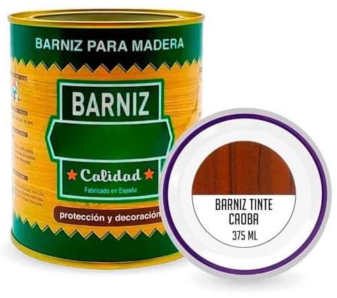 AC - Bote de Barniz Brillo para Madera - Fabricado en España - Ideal para todo tipo de Maderas, vigas, cerchas, marcos, etc. - Capacidad de 375 ML - Caoba